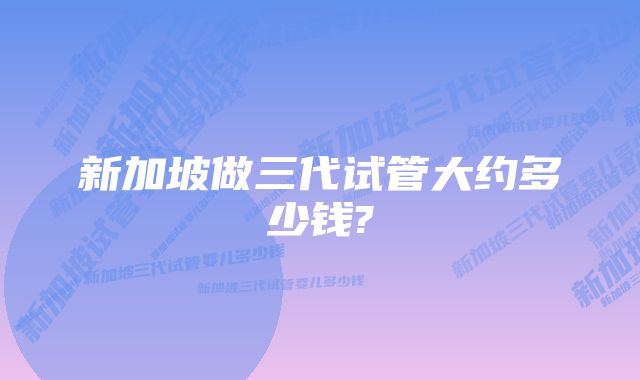 新加坡做三代试管大约多少钱?