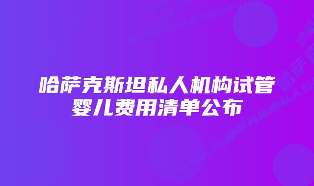 哈萨克斯坦私人机构试管婴儿费用清单公布