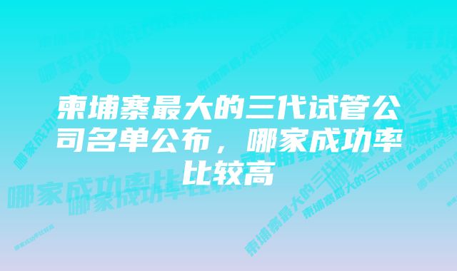 柬埔寨最大的三代试管公司名单公布，哪家成功率比较高