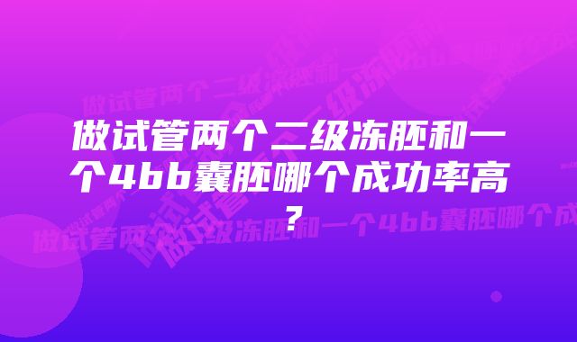 做试管两个二级冻胚和一个4bb囊胚哪个成功率高？