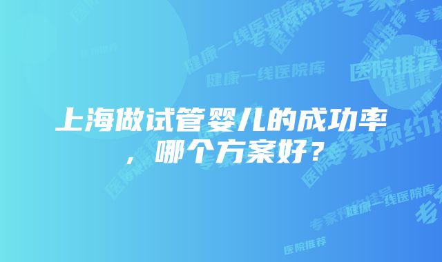 上海做试管婴儿的成功率，哪个方案好？