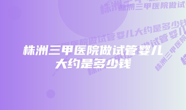 株洲三甲医院做试管婴儿大约是多少钱