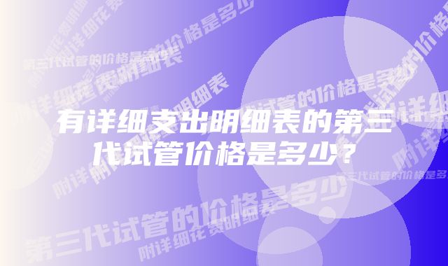 有详细支出明细表的第三代试管价格是多少？