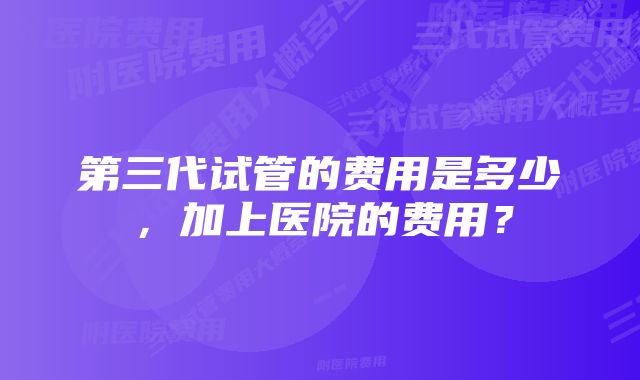 第三代试管的费用是多少，加上医院的费用？