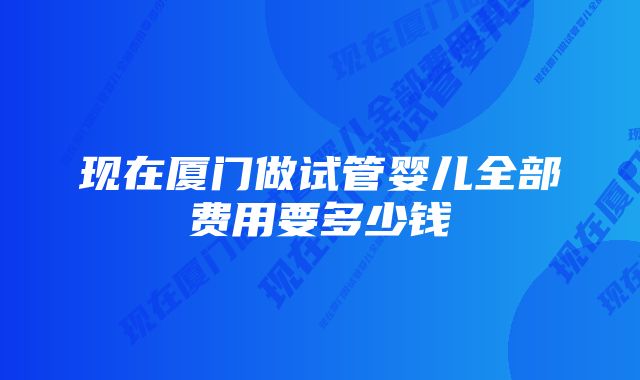 现在厦门做试管婴儿全部费用要多少钱