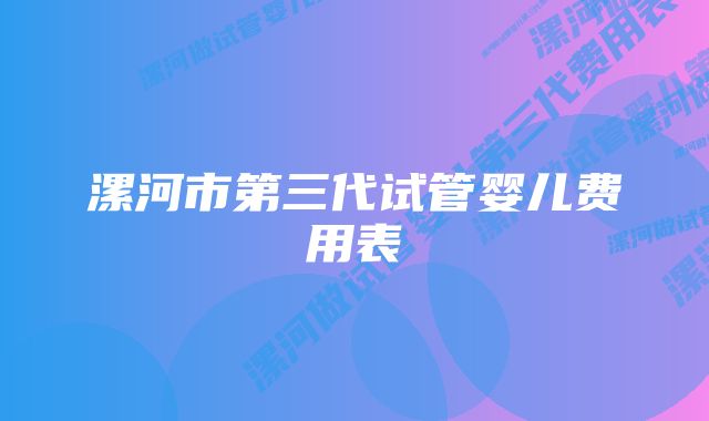 漯河市第三代试管婴儿费用表