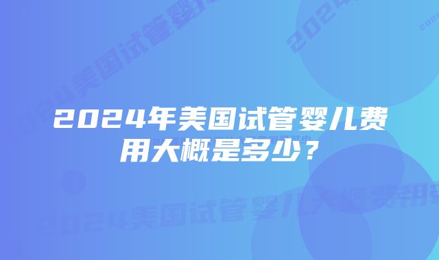 2024年美国试管婴儿费用大概是多少？