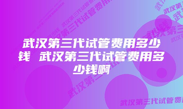 武汉第三代试管费用多少钱 武汉第三代试管费用多少钱啊