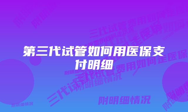 第三代试管如何用医保支付明细