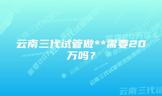 云南三代试管做**需要20万吗？