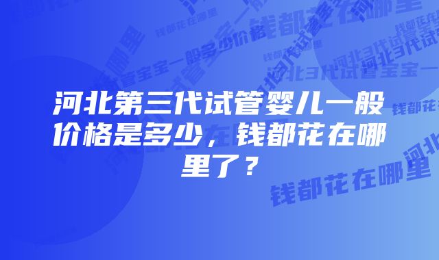 河北第三代试管婴儿一般价格是多少，钱都花在哪里了？