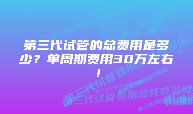 第三代试管的总费用是多少？单周期费用30万左右！