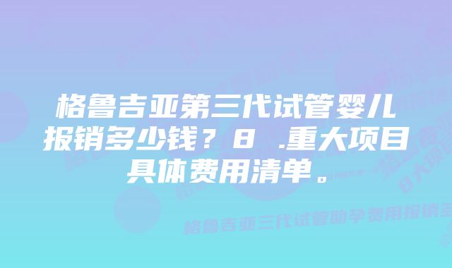 格鲁吉亚第三代试管婴儿报销多少钱？8 .重大项目具体费用清单。