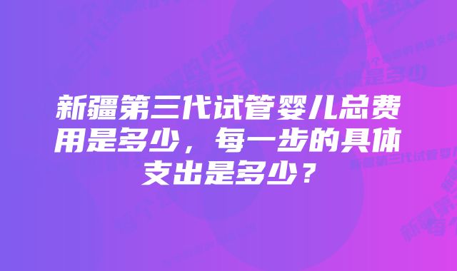 新疆第三代试管婴儿总费用是多少，每一步的具体支出是多少？