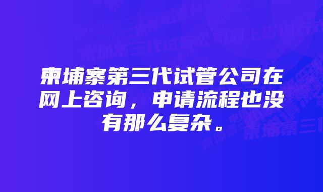 柬埔寨第三代试管公司在网上咨询，申请流程也没有那么复杂。