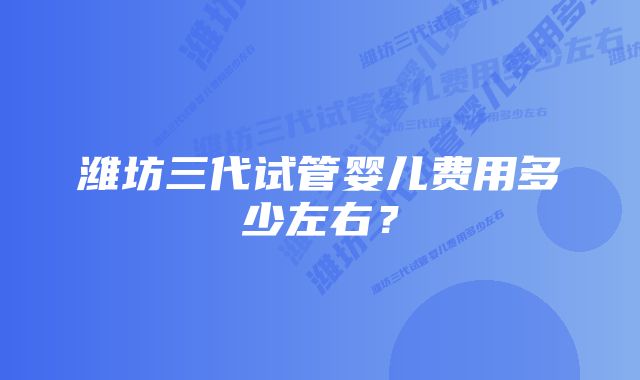 潍坊三代试管婴儿费用多少左右？