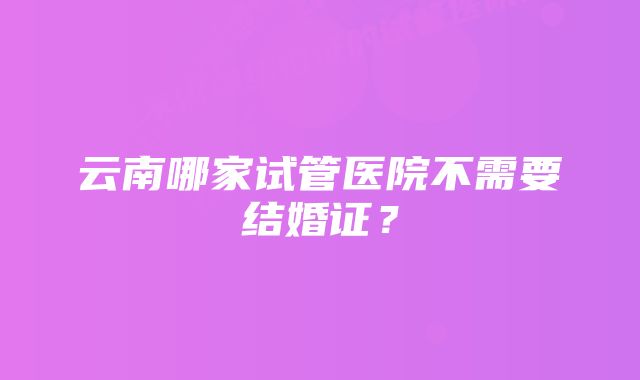 云南哪家试管医院不需要结婚证？