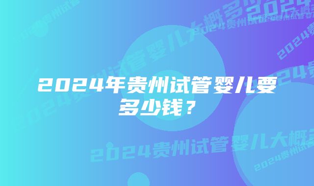 2024年贵州试管婴儿要多少钱？