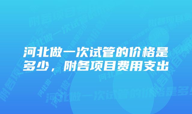 河北做一次试管的价格是多少，附各项目费用支出