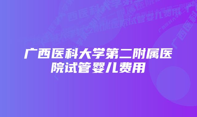 广西医科大学第二附属医院试管婴儿费用