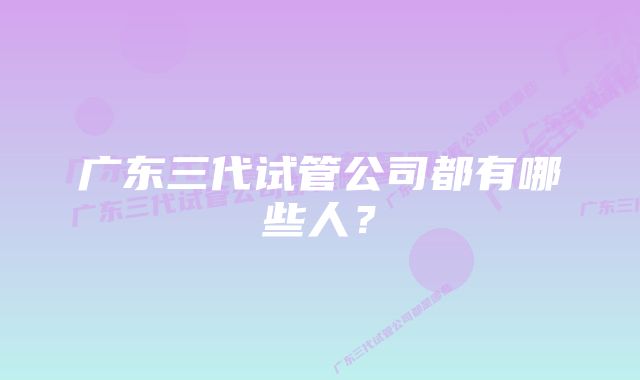 广东三代试管公司都有哪些人？