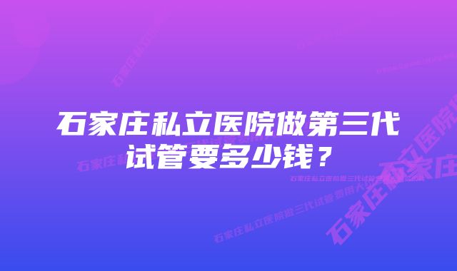 石家庄私立医院做第三代试管要多少钱？