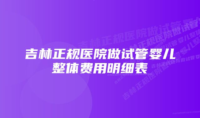 吉林正规医院做试管婴儿整体费用明细表