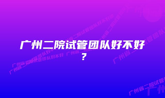 广州二院试管团队好不好？