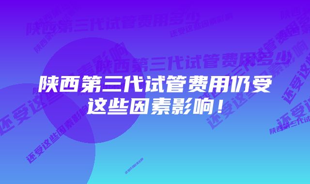 陕西第三代试管费用仍受这些因素影响！