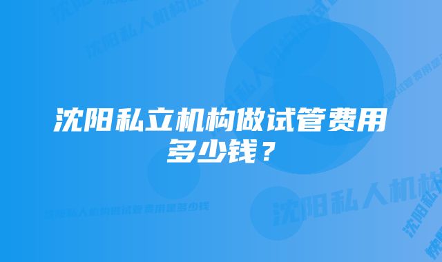 沈阳私立机构做试管费用多少钱？