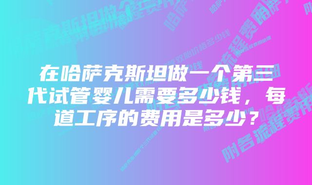 在哈萨克斯坦做一个第三代试管婴儿需要多少钱，每道工序的费用是多少？