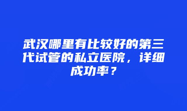 武汉哪里有比较好的第三代试管的私立医院，详细成功率？