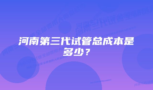 河南第三代试管总成本是多少？