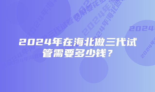 2024年在海北做三代试管需要多少钱？