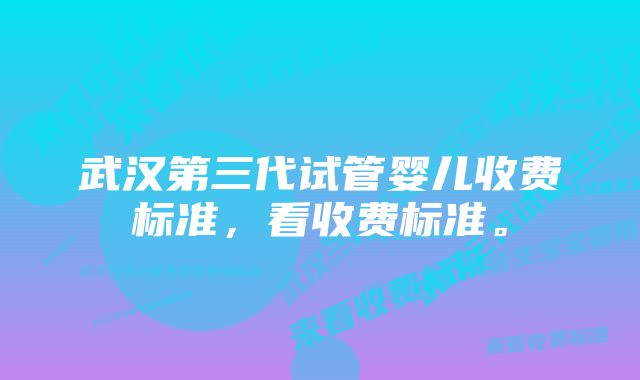 武汉第三代试管婴儿收费标准，看收费标准。