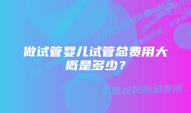 做试管婴儿试管总费用大概是多少？