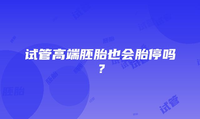 试管高端胚胎也会胎停吗？