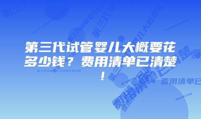 第三代试管婴儿大概要花多少钱？费用清单已清楚！