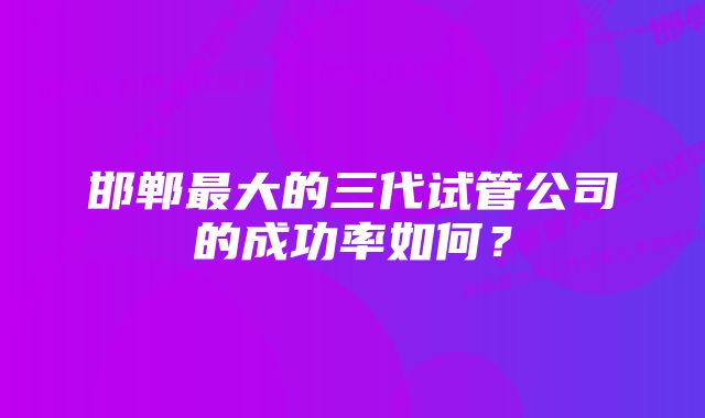 邯郸最大的三代试管公司的成功率如何？