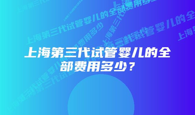 上海第三代试管婴儿的全部费用多少？