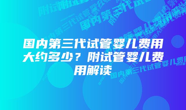 国内第三代试管婴儿费用大约多少？附试管婴儿费用解读