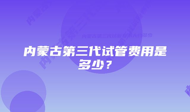 内蒙古第三代试管费用是多少？