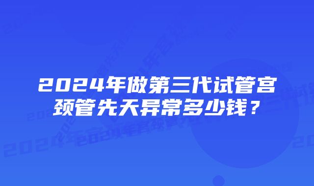 2024年做第三代试管宫颈管先天异常多少钱？