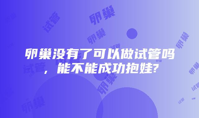 卵巢没有了可以做试管吗，能不能成功抱娃?