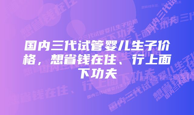 国内三代试管婴儿生子价格，想省钱在住、行上面下功夫