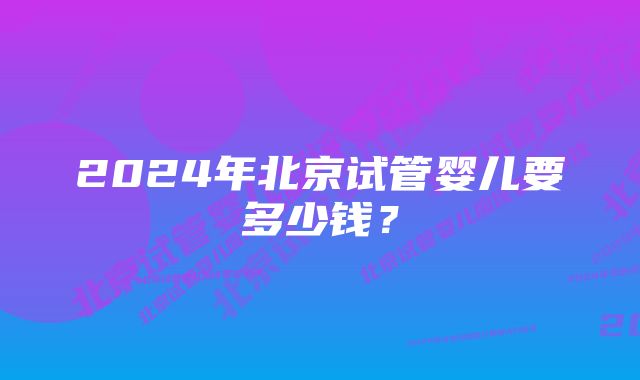 2024年北京试管婴儿要多少钱？