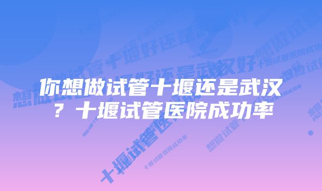 你想做试管十堰还是武汉？十堰试管医院成功率