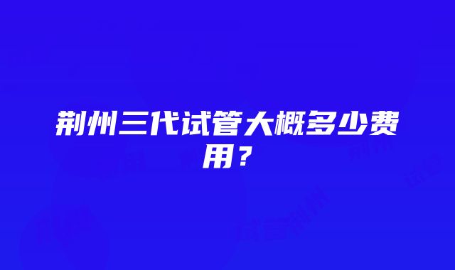 荆州三代试管大概多少费用？