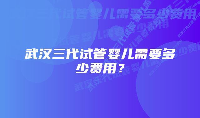 武汉三代试管婴儿需要多少费用？