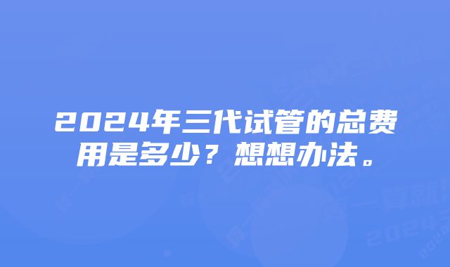 2024年三代试管的总费用是多少？想想办法。